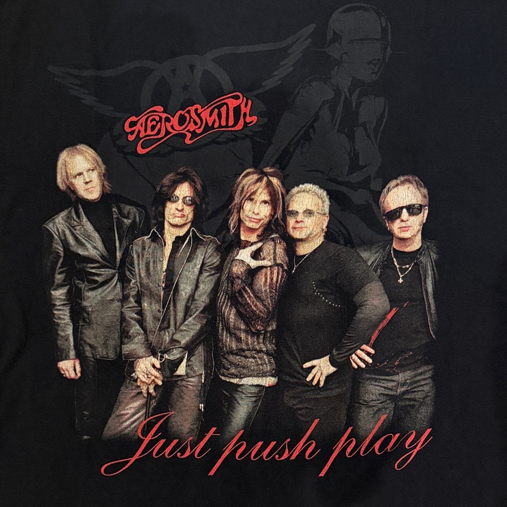 'Just Push Play' Men’s Aerosmith  vintage band t-shirt tee rock-n-roll